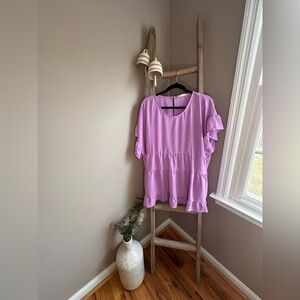 Chic Soul Lilac Ruffle Tiered Women's Blouse